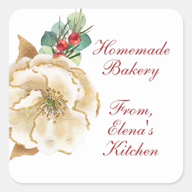 Winter Magnolia Christmas Bakery Sticker (Front)