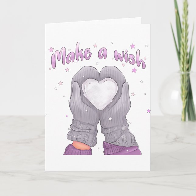 Winter Make A Wish Girly  Card (Front)