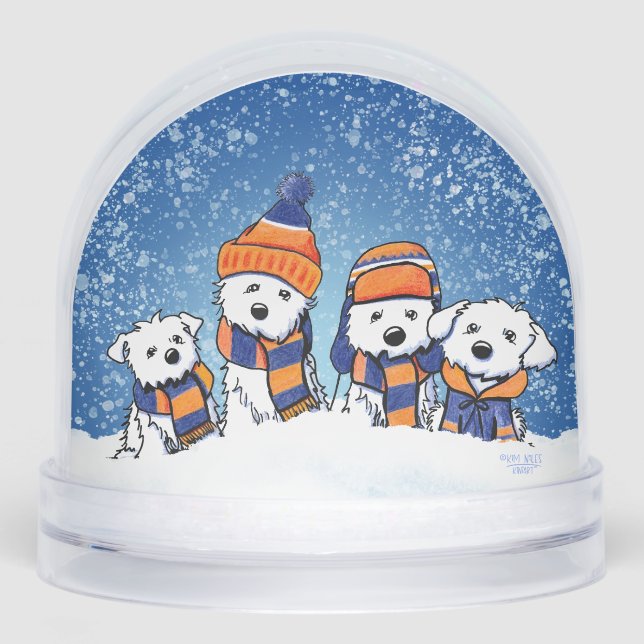 Winter Maltese Christmas Art Snowglobe (Front)