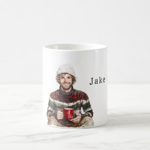 Winter Man with Beard White Hat Coffee Mug