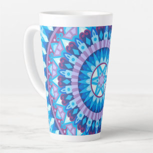 Winter Mandala Blue Geometric Snow Pattern Cozy Latte Mug