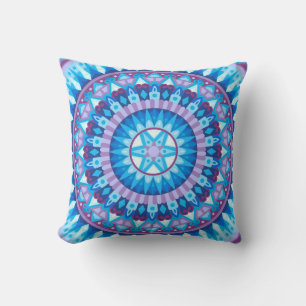 Winter Mandala Blue Snowflake Pattern Cozy Home Throw Pillow