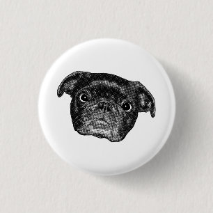 Winter Manga Pug Magnet 1 Inch Round Button