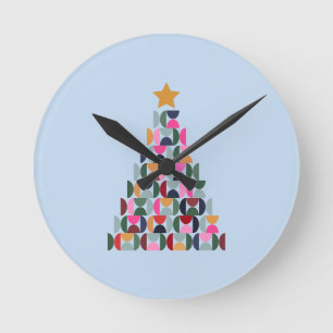 Winter Market 10 Colourful Christmas Tree Round Clock