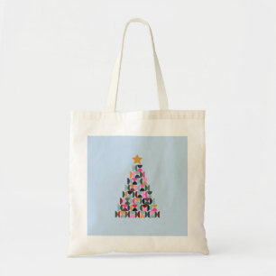 Winter Market 10 Colourful Christmas Tree Tote Bag
