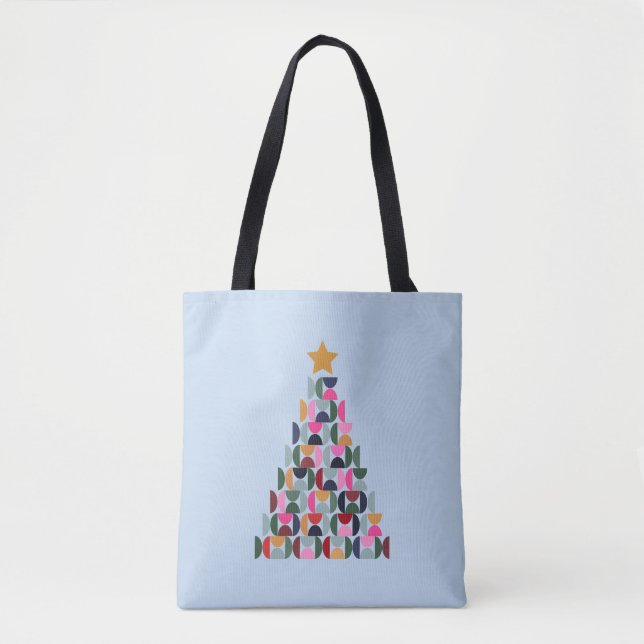 Winter Market 10 Colourful Christmas Tree Tote Bag (Front)