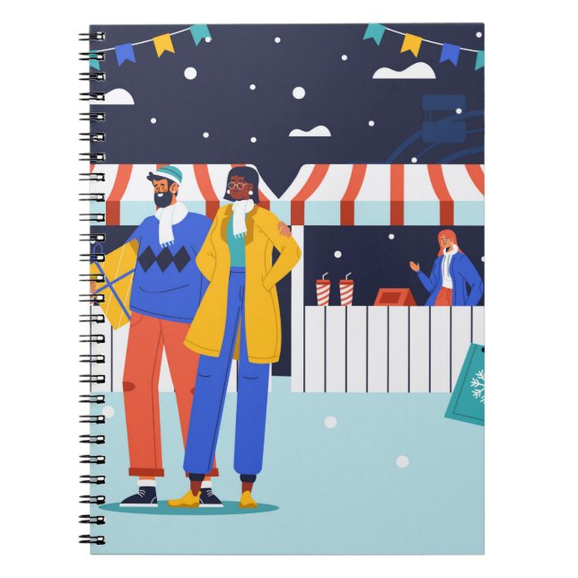 "Winter Market Festivities" Spiral Notebook (Front)