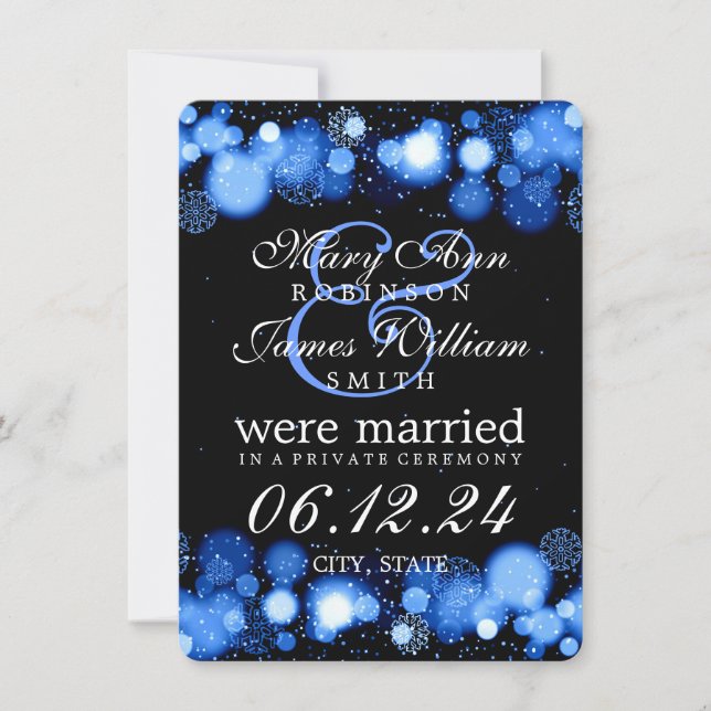 Winter Marriage / Elopement Blue Lights Announcement (Front)