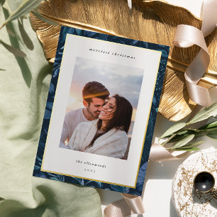 Winter Meadow   Botanical Christmas Photo Foil Holiday Card