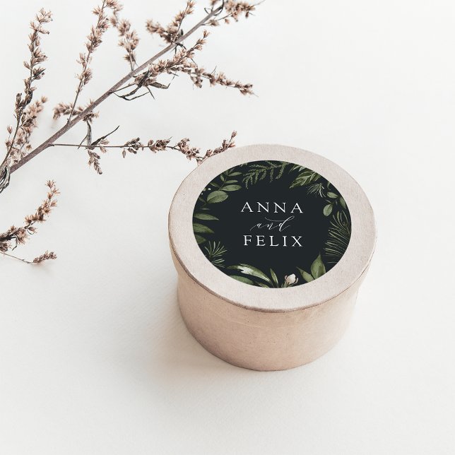 Winter Meadow | Green Botanical Wedding Classic Round Sticker (Creator Uploaded)