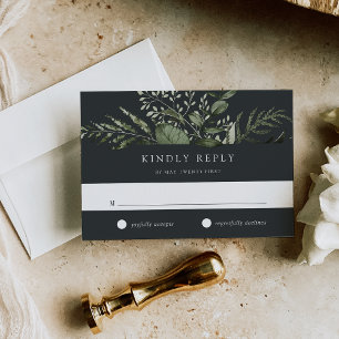 Winter Meadow Green Botanical Wedding RSVP Card