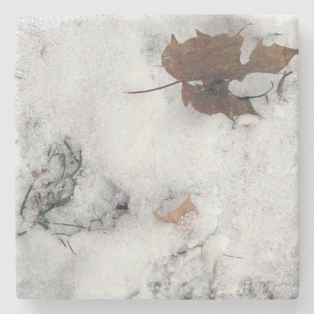 Winter Memories Marble Stone Coaster (Front)