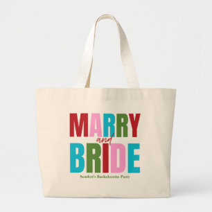 Winter Merry & Bride Squad Bachelorette Large Tote Bag