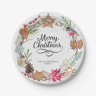 Winter Merry Christmas Party Paper Plate