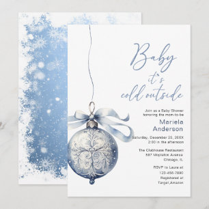 Winter Merry Christmas Watercolor Baby Shower mom- Invitation