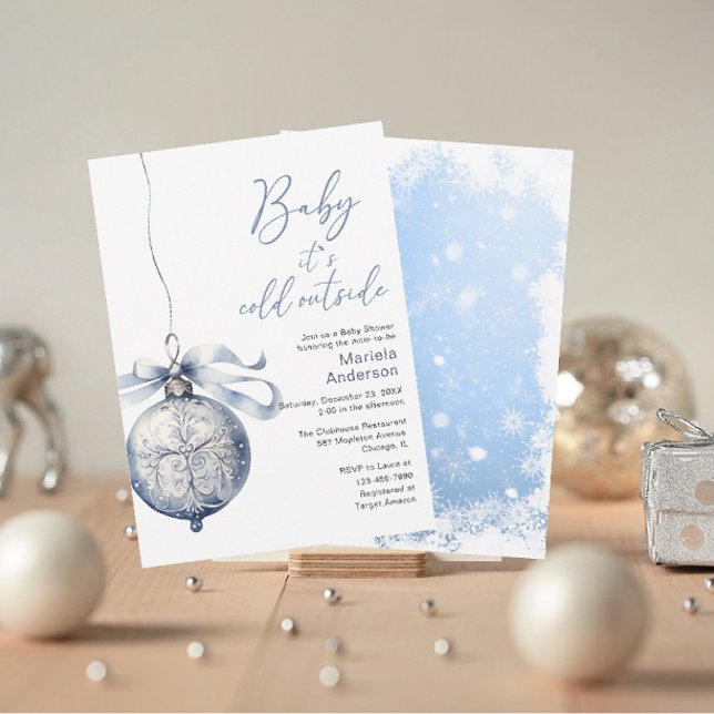 Winter Merry Christmas Watercolor Baby Shower mom- Invitation (Creator Uploaded)