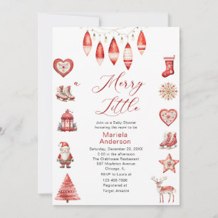 Winter Merry Christmas Watercolor Baby Shower mom- Invitation