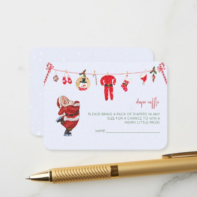 Winter Merry Little Christmas Baby Shower Books Enclosure Card (Front/Back In Situ)