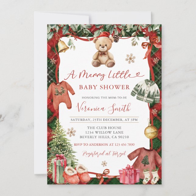 Winter Merry Little Christmas Baby Shower Invitation (Front)
