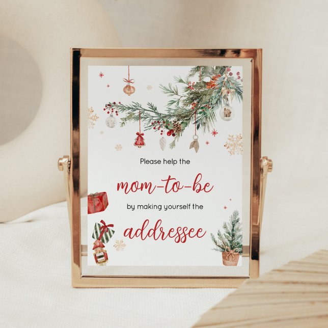 Winter Merry Little Christmas Envelope Station Poster (Merry Little Winter Christmas Baby Shower Envelope Station Sign)