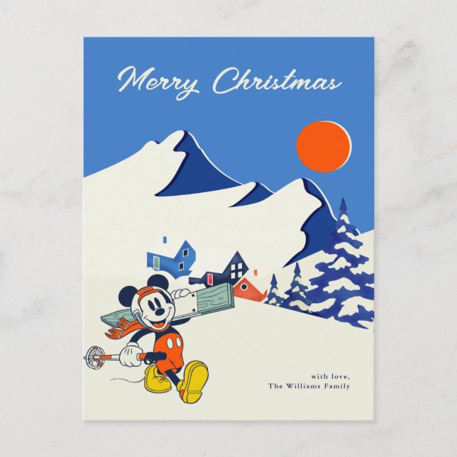 Winter Mickey Mouse | Merry Christmas Holiday Postcard (Front)