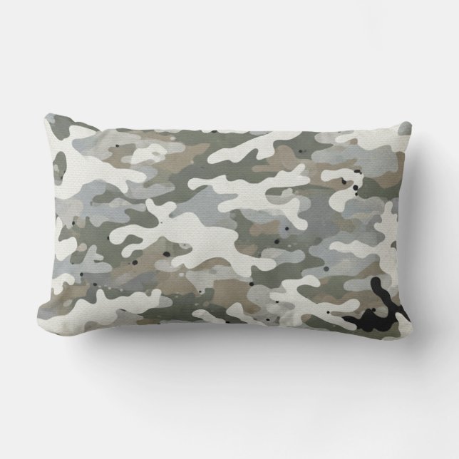 Winter Military Camouflage Pattern Lumbar Pillow (Front)