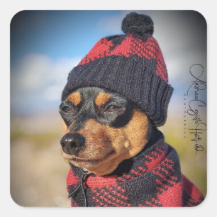 Winter Min Pin Square Sticker