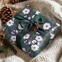 Winter Modern Christmas Floral Pattern