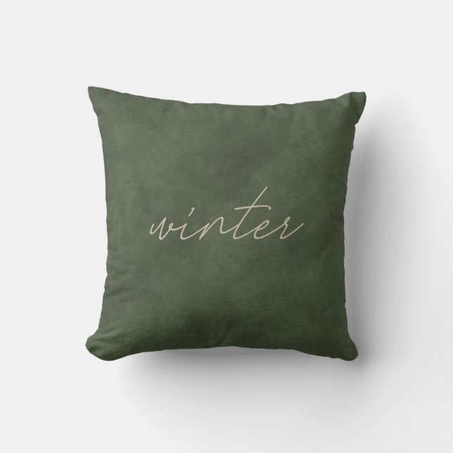 Winter • Modern Dusty Green Velvet Christmas  Throw Pillow (Front)
