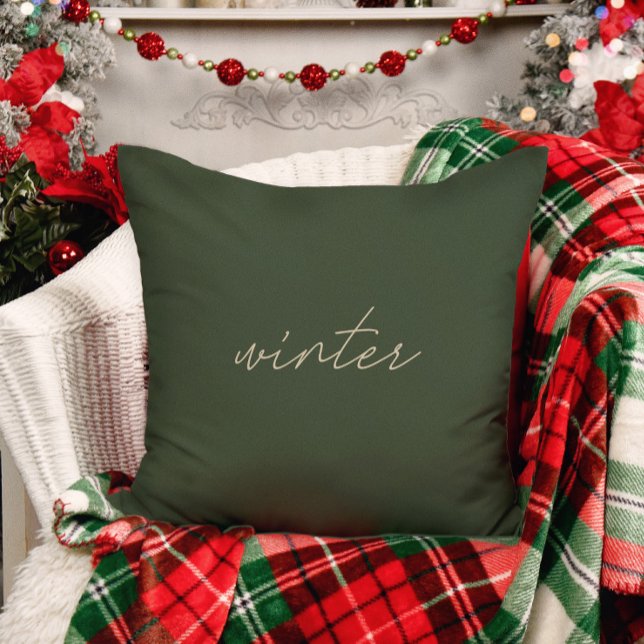 Winter • Modern Elegant Dusty Green Christmas Throw Pillow (Creator Uploaded)