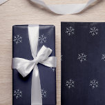 Winter Modern Elegant White Snowflakes on Navy Wrapping Paper<br><div class="desc">Rustic modern winter wonderland hand drawn snowflakes pattern over a dark midnight navy blue chalkboard background wrapping paper.            Suitable for Christmas / winter seasonal gifts wrap.</div>