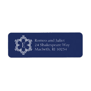 Winter Monogram E Address Label in Navy