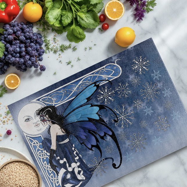 Winter Moon Fairy Blue Cutting Board (Creator Uploaded)