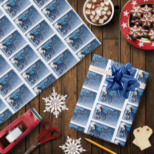 Winter Moon Fairy Blue Wrapping Paper