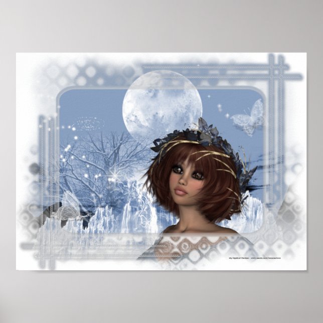 Winter Moon Fantasy Woman Poster Print (Front)