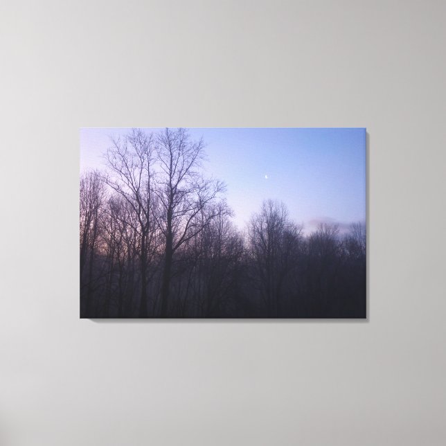 Winter Moon Morning Landscape Photography Canvas Print (Front)