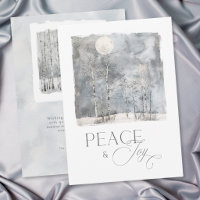 Winter Moon Peace and Joy Watercolor Holiday