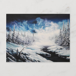 Winter Moon snow scene on customizable products Postcard