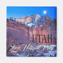 Winter Moon Zion National Park Utah
