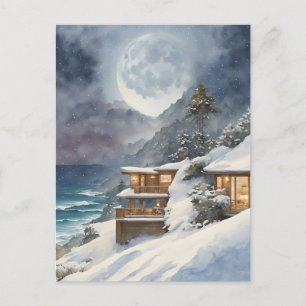 Winter Moonrise Big Sur  Postcard