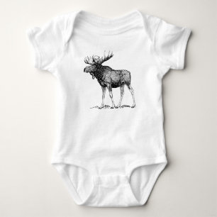 Winter Moose Baby Bodysuit
