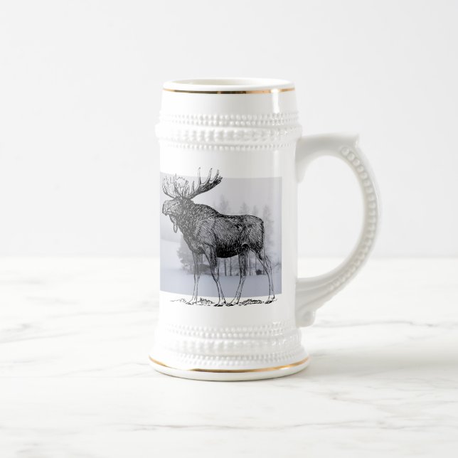 Winter Moose Beer Stein (Right)