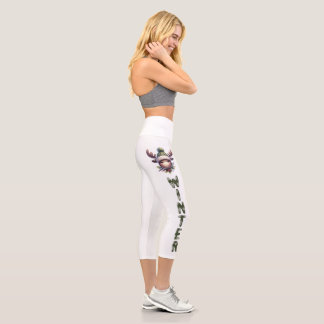 Winter Moose Theme Capri Leggings