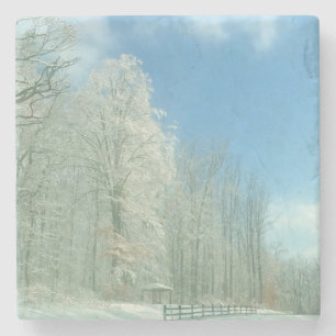 winter morning stone coaster