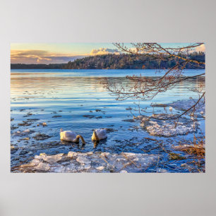 Winter Mountain 4k Wallpaper Simple Landscape Phot Poster