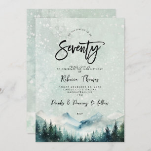 winter mountain 70th birthday invitation