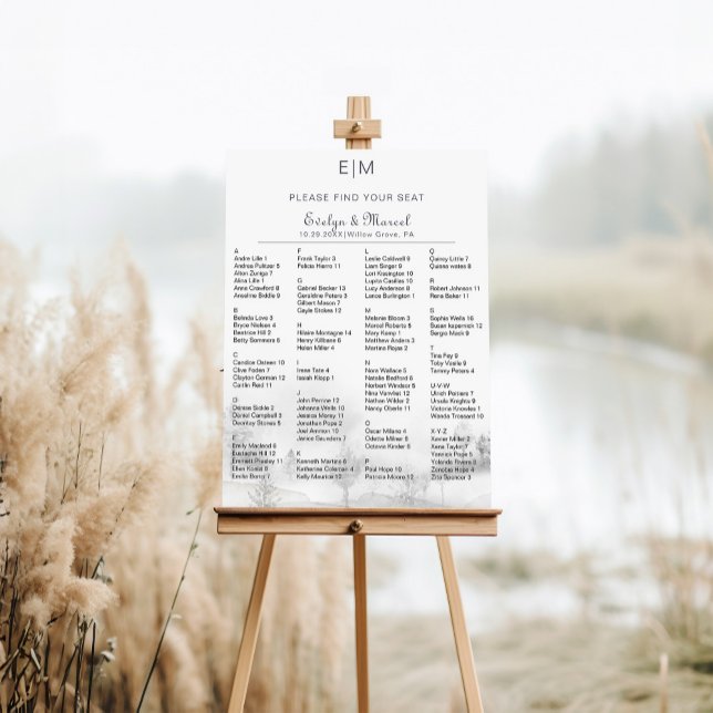 Winter Mountain Alphabetical Wedding Seating Chart (Creator Uploaded)