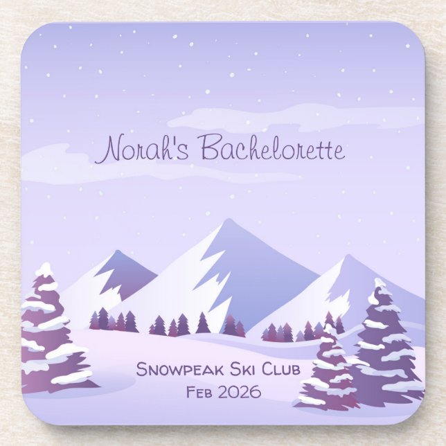 Winter Mountain Bachelorette Weekend Custom  Coaster (Front)
