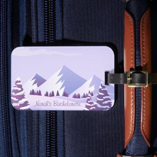 Winter Mountain Bachelorette Weekend Custom  Luggage Tag (Front Insitu 4)