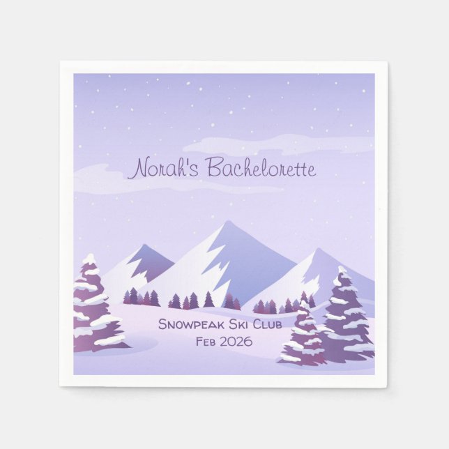 Winter Mountain Bachelorette Weekend Custom  Napkin (Front)